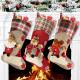 Christmas Stocking, 18 Set of 3 Santa, Snowman, Reindeer, Xmas Character 3D Plush with Faux Fur Cuff Christmas Decorati