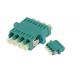 Green Fiber Optic Adapter Quad LC APC To LC Single Mode Plastic With Flange
