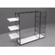Island Style Clothing Display Rack With Metal Power Coated And Wooden Shelf