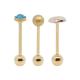 Blue Turquoise Stone Swallowing Tongue Ring Barbell Golden 16mm