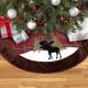 Christmas Tree Skirt, 32 Inches Plaid Tree Skirt with Reindeer, Borwn Faux Fur Border Trim for Xmas Holiday Party Decor