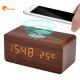 Compact Wooden Mobile Phone Docking Station  With LED Alarm 17.3x8.4x7.2CM
