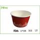 Red Disposable Paper Bowl for Frozen Yogurt , 14oz paper ice cream cups