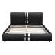 Fashion Stainless Steel Bar Hearboard And Footboard Black PU  Bed Frame 160*200