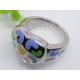 Women Colorized Decoration Enamel Band Stainless Steel Ring1130890