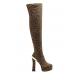 Leopard Fabric High Heel Ankle Boots Stiletto 110mm Knee High Platform Stiletto Boots