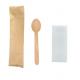 Eco Friendly Compostable Disposable Wooden Utensils Spoon 6 Inch with Napkin