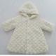 White Baby Girl Coral Fleece Jacket With Lining Plush Brushed Pattern