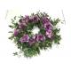55cm Purple Rose Faux Flower Wreath With Green Leaves