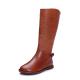 S374 Autumn And Winter Velvet Warm Round Toe Ethnic Retro Boots, Handmade Soft Sole Leather Flat Heel Women'S Shoes Manu