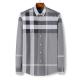 2023 Solid Grey Check Men's Casual Dress Shirt in Spring and Autumn for S-2XL Mens Shirts