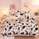 4 Pieces Solid Color All-Season Faux Fur Velvet Fluffy Plush Soft Bedding Set for Girls