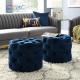 BB2010 Most Popular Home Furniture Soft Blue Round Fabric Bed End Stool Ottoman Bench Bedroom