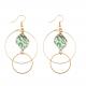 Double Circle Loop Hoop Dangle Pendant Earrings Combination Hollow Out Gold Plated