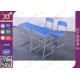 Double School Desk And Chair With Cabinet / Colorful Steel Frame Fixed