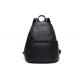 Notebook Black Leather Backpack Womens , Two Layers Large Leather Rucksack