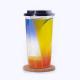 750ml Double Cup Transparent PP Milkshake Cup Disposable Plastic Split Twins Cup With Lid