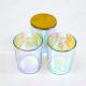 Black White Frosted Double Wall Amber Glass Iridescent Candle Vessel Luxury Rainbow Color Glass
