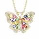 Wholesale 925 Sterling Silver Colorful CZ Jewelry Multi color CZ Butterfly Pendant Necklace