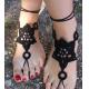 Barefoot Sandals, Nude shoes, Foot Jewelry, Wedding, Victorian Lace, Sexy, Anklet , Bellyd