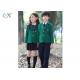 Polyester Fabric Children School Uniform Green Jackets Skirts And Pants