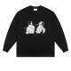 Knitted American Vintage Boxing Print Long Sleeve T-Shirt for Men Women Heavy Gym Base