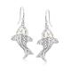 Sterling Silver Bali-Style Koi Fish Drop Earrings with 18kt Yellow Gold