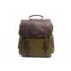 CL-502 Army Green Mens Canvas Leather Bag Hight Quality Backpack