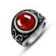 Men's Titanium Stainless Steel Vintage Ring with Red Cubic Zirconia (SA704)