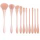 Angular Cosmetic Brush Set Red Pink Rose Gold 10 Pcs Nylon filament bristles