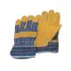 Winter Industrial, Garden working Split Cow Leather Gloves With Stripe Cotton Back 11001