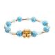 OEM Round Crystal Bead Stretch Bracelets Gold Flower With Blue Color