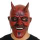 Moving Mouth Red Devil Mask Rubber Latex With Two Demon Horns