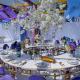 Crystal Drops Large Banquet Table Luxury Half Moon Round Shape