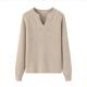 Custom Women Cashmere Sweater Beige Casual Soft V Neck Winter Tops