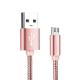 Durable Metal Hose Pink Aluminum USB To Micro Charging Cable RoHS For Android