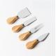 Oak Handle Pizza Wooden Cheese Knife Set Stainless Steel Four Piece