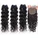 10A Water Wave Remy Human Hair Bundles With Closure 8 Inch -28 Inch