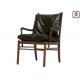 Arm Cozy Black Restaurant Sofa Chair Ash Wood With Removable Leather Seats