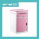 Pink 143X130mm patient ABS bedside table dedicated for hospital bed