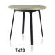 America style round solid wood side table with steel leg