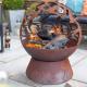 Wood Burning Laser Cut Design Oxidised Corten Steel Swallows Globe Fire Pit