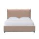 Europen Style Upholstered Platform Bed Light Brown Linen Fabric