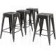 26 Inches Height Bar Stools Industrial Kitchen Stools Backless Black Metal Stackable Side