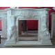 Flower Carved Freestanding European White Marble Fireplace Surround