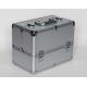 Silver Aluminum Cosmetic Train Box Double Open Aluminum Makeup Case For Artist With Tray