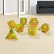 Yellow Flow Sand Resin Polyhedral Dice Handcraft 7PCS
