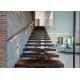 Customized Cantilevered Free Floating Stairs , Wood And Glass Staircase