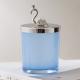 Empty 430ml Color Glass Candle Holder 15oz Blue Candle Jars With Lids