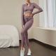                  Sports Knit Two-Piece Set Europe and The United States New Hip Lift Elastic Fitness Cross-Border Spring and Autumn Seamless Yoga Suit Women             